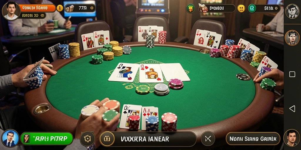 Tampilan permainan Poker di 77RP yang mendebarkan.