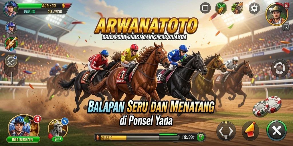 Tampilan aksi balapan seru dalam ARWANATOTO yang menegangkan.