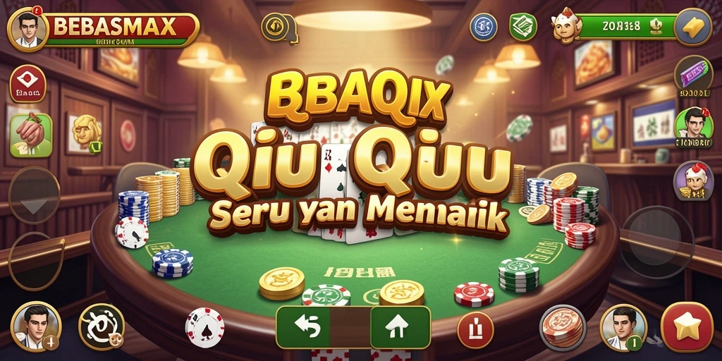 Screenshot utama BEBASMAX menampilkan aksi seru dalam permainan QiuQiu.
