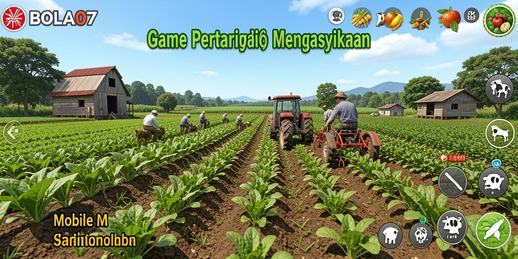 Screenshot utama BOLA07 menampilkan suasana pertanian yang indah dan rimbun.