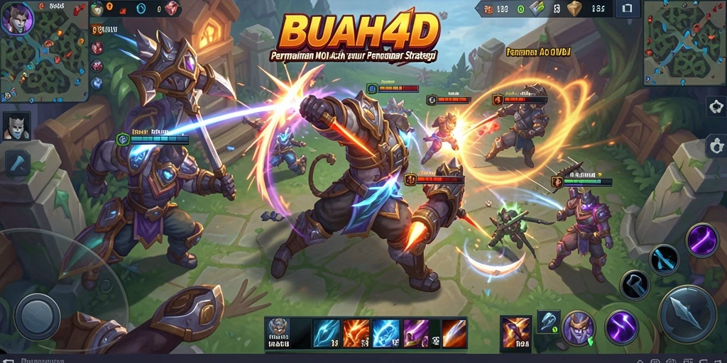 Tangkapan layar BUAH4D menampilkan pertarungan tim yang epik di arena.