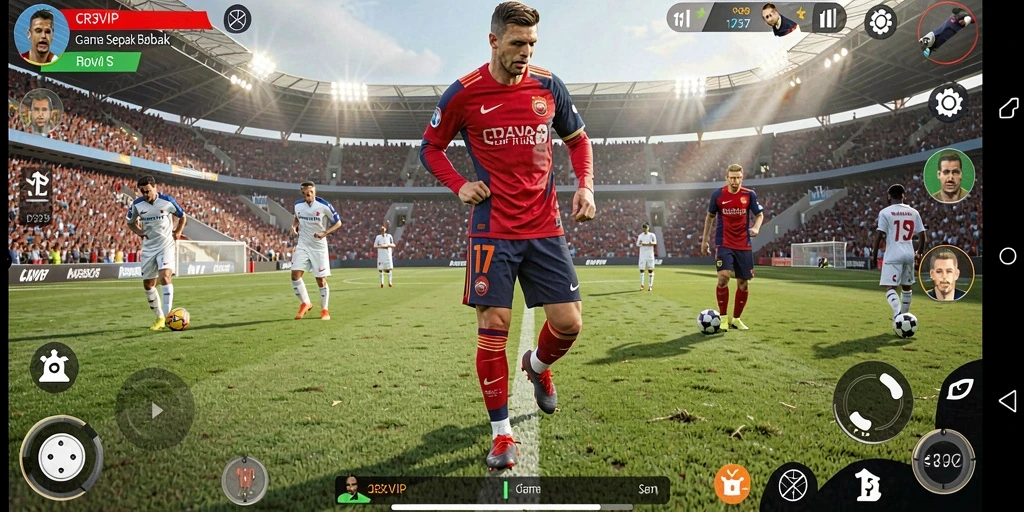 Tangkapan layar dari gameplay sepak bola yang seru di CR7VIP.