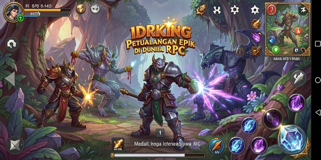 Tangkapan layar gameplay RPG IDRKING yang menampilkan aksi pertempuran seru.