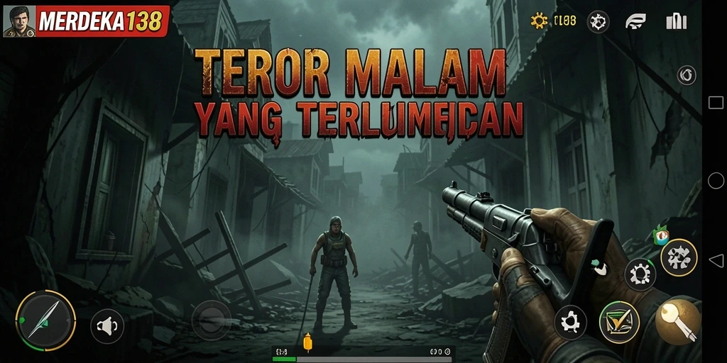 Screenshot utama MERDEKA138 menampilkan suasana mencekam dalam gameplay.
