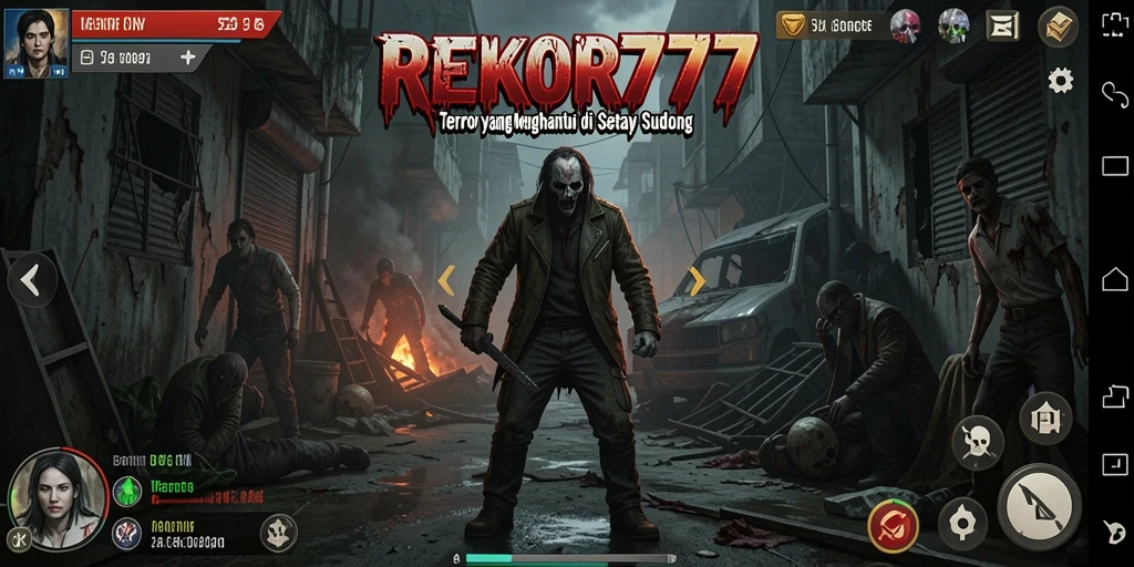 Screenshot menunjukkan momen menegangkan dari *REKOR777* dengan suasana horor yang mencekam.