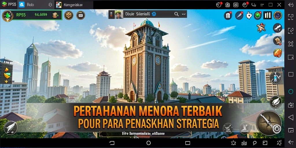 Tampilan gameplay RP55 yang mendebarkan dalam pertahanan menara.