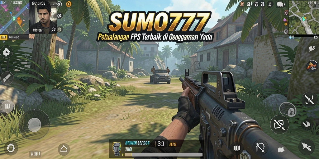 Screenshot utama SUMO777 menampilkan aksi gameplay FPS yang mendebarkan.