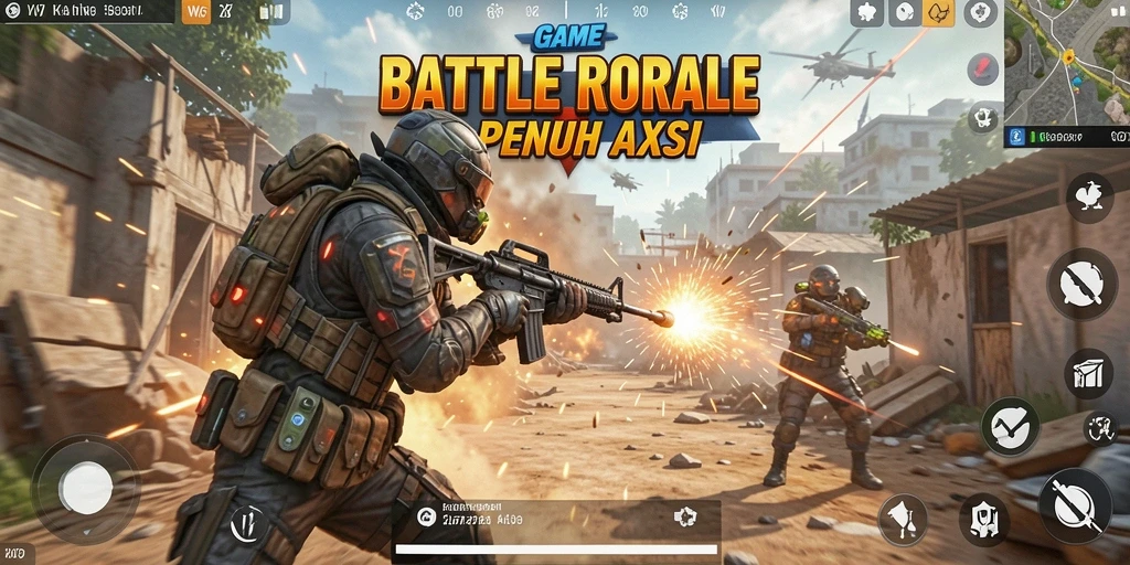 Tangkapan layar gameplay W67 yang menegangkan dalam pertempuran Battle Royale.