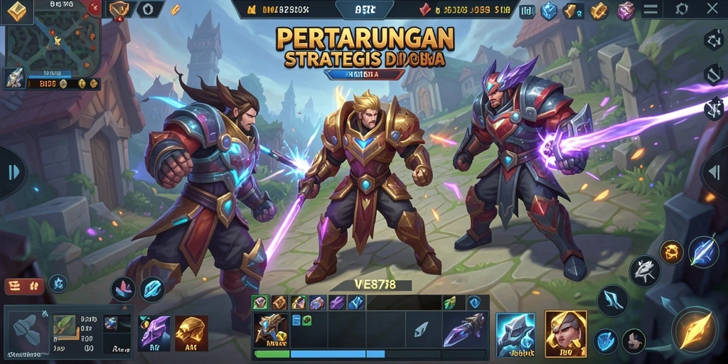 Tampilan gameplay MOBA yang intens dan strategis dalam WE878.